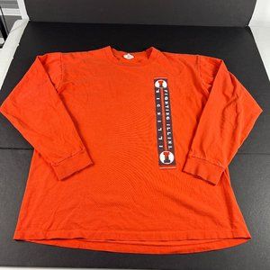Y2K Illinois Fighting Illini Shirt Large Orange Faded I Logo Long Sleeve Tee